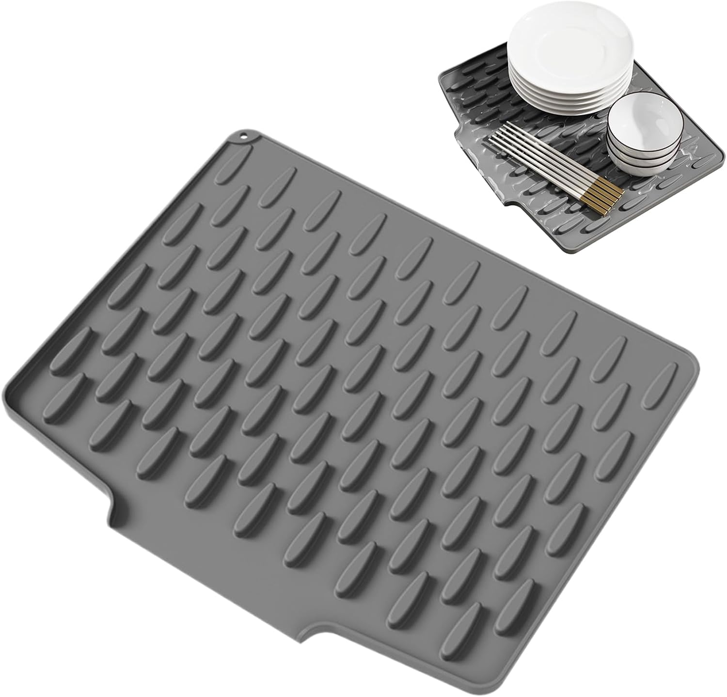 Silicone Drying Mat - Sink Drainer Pad - Foldable Non-Slip Protector Silicone Drying Mat for Kitchen Counter Cooking Dining Apartment Sink
