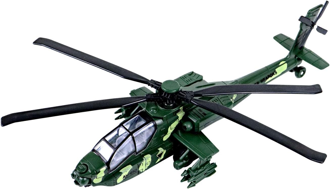 HAPTIME Military Helicopter Toy with Lights and Sounds, Pull Back Army Plane Airplane for Kids Children Boys Girls 11.2 inch (Green)
