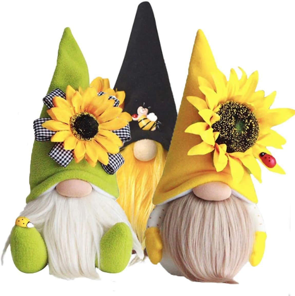 Sunflower Garden Gnome, Sunflower Spring Gnome Mantel Display,Handmade Gnome Faceless Plush Doll, Farmhouse Tiered Tray Rustic Sca
