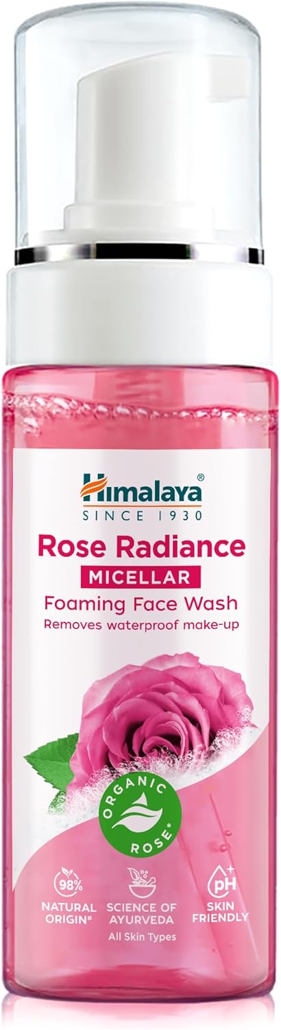 Himalaya Rose Radiance Micellar Foaming Face Wash, Removes Waterproof Make-up, 150ml