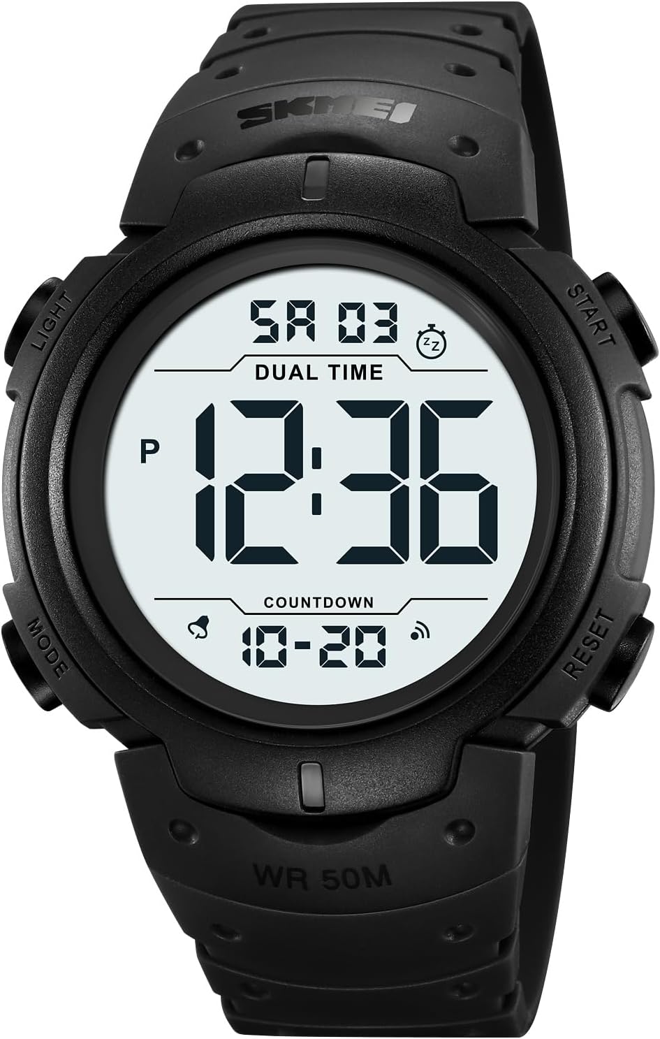 Mens Digital Watch Large Display Easy to Read Time Sports Watches Multifunction Stopwatch Timer Alarm Dual Time Date LED Light Wrist Watches for Men Women
