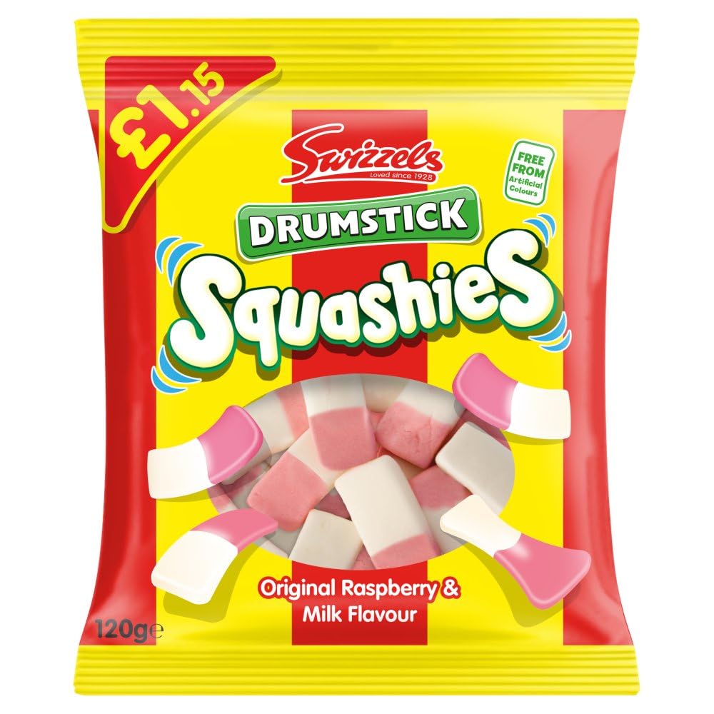 Swizzels Drumstick Squashies Original Raspberry & Milk Flavour 12 x 120g PMP