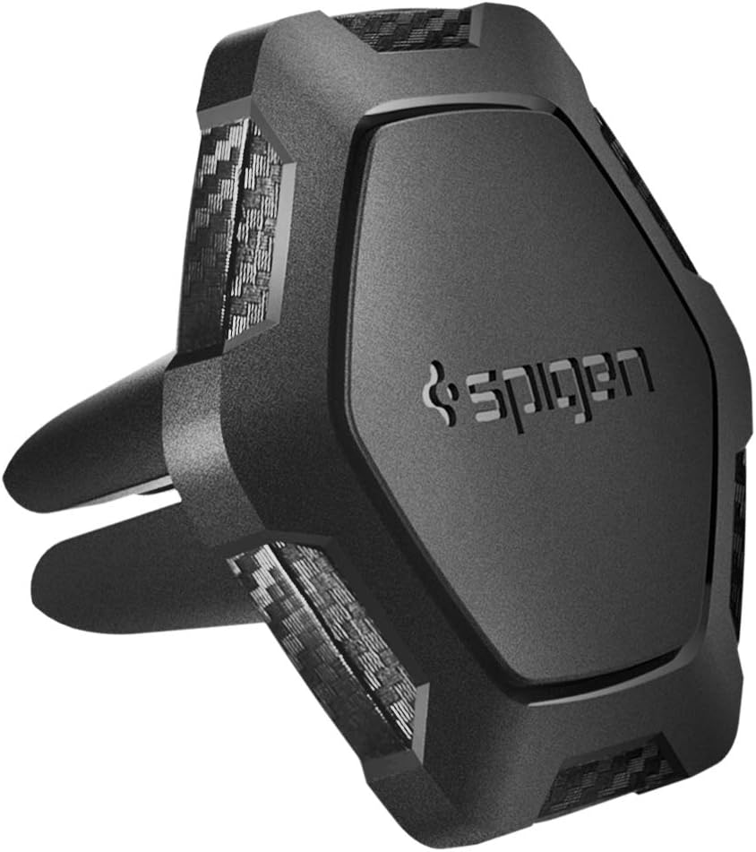 Spigen Car Phone Holder, KUEL [QS11] [Engineered Design] Magnetic In Car Phone Holder, Air Vent Hexagon Carbon Pattern 360° Rotatable One Touch Application