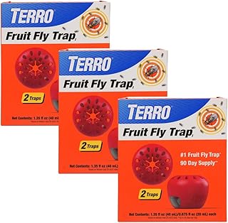 TERRO T2503-3 Ready-to-Use Indoor Fruit Fly Trap with Built in Window - 6 Traps + 270 Day Lure Supply