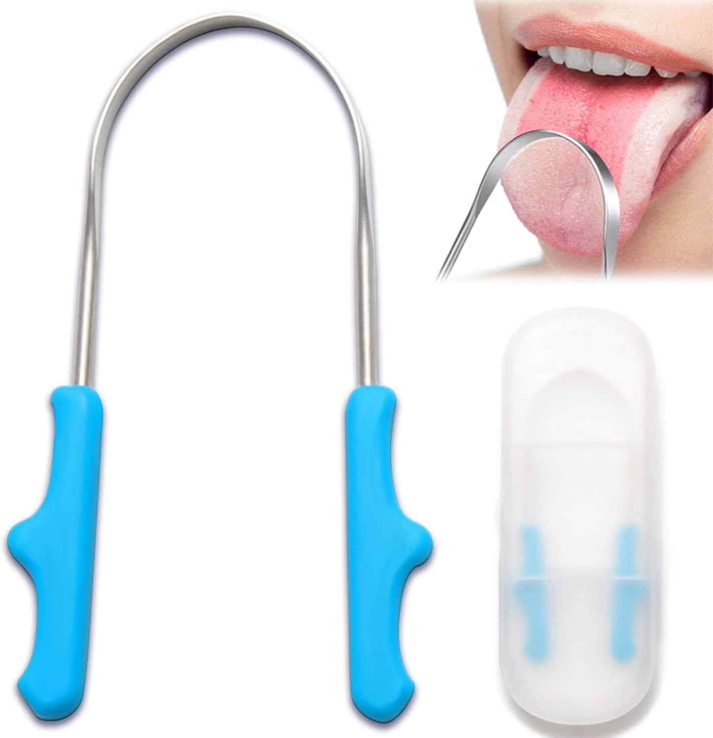 Tongue Scraper with Case,Stainless Steel Tongue Scrapers for Adults Cleaner Fights Bad Breath Oral Care