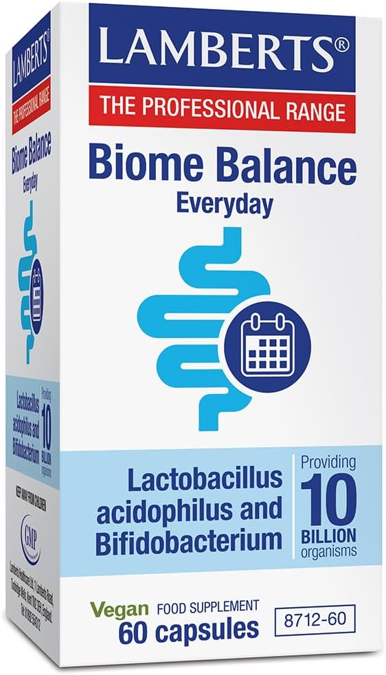 Lamberts Biome Balance Everyday – 10 Billion CFU – with Lactobacillus Acidophilus & Bifidobacterium Bifidum – 60 Capsules