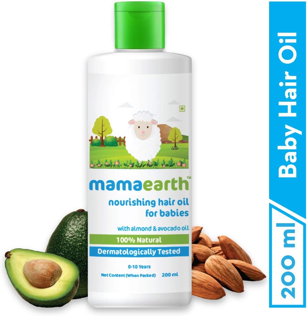 Mamaearth Nourishing Baby Hair Oil, with Almond & Avocado Oil white 200 ml (Pack of 1)