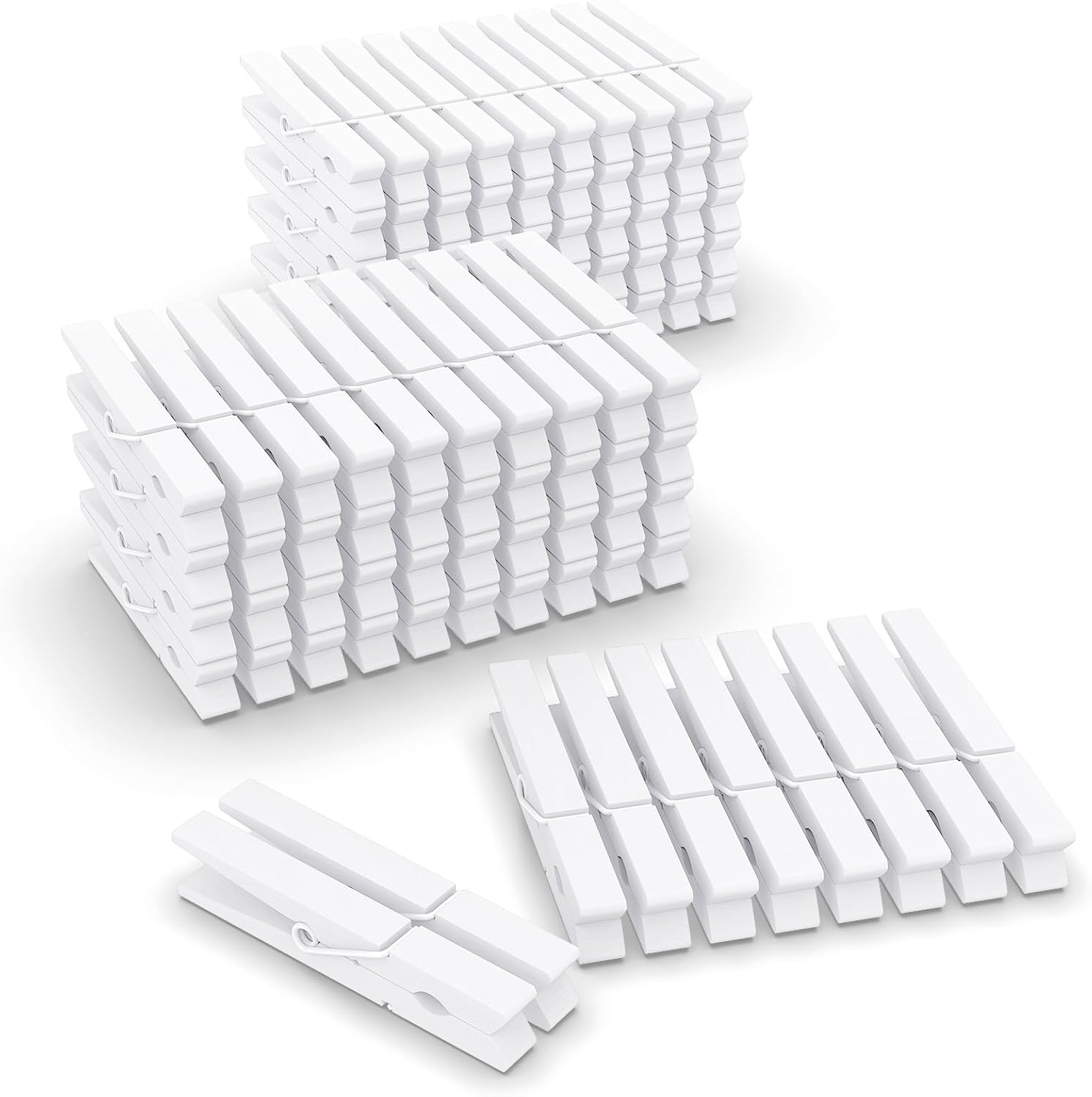 100 Pack Clothes Pins Wooden, White Clothespins Wood, Clothing Pins Clips for Craft Art Clothes Pictures, 2.9 Inch