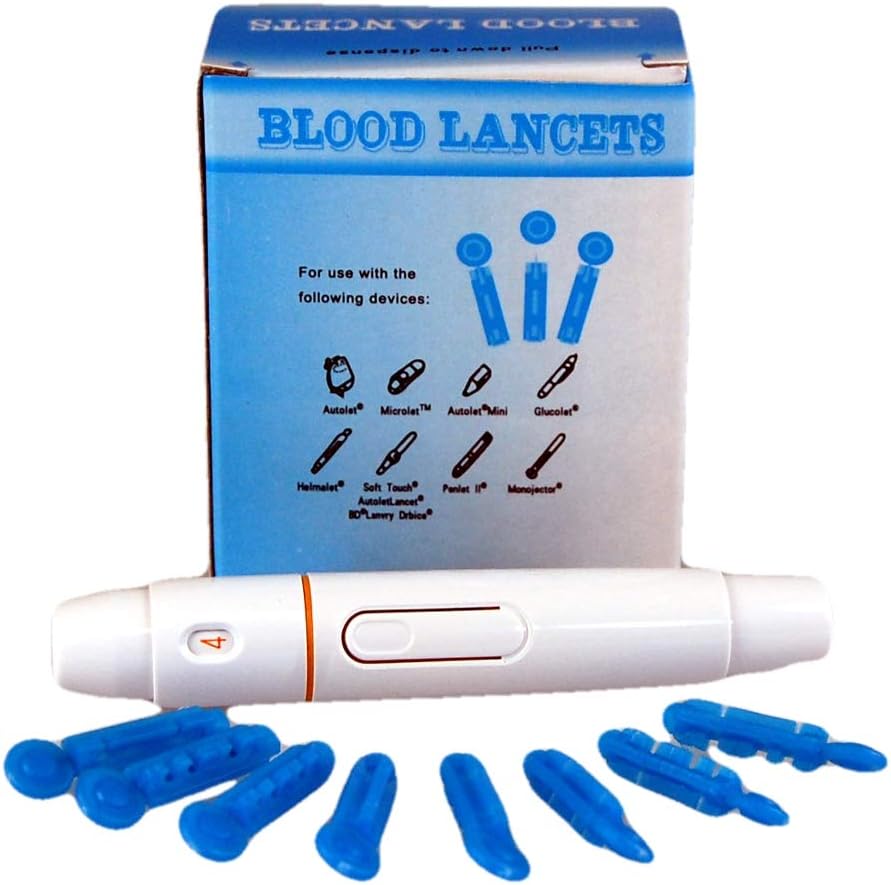 Auto Lancing Device fits All Universal sterile tip lancets (Auto Lancer + 50 lancets)