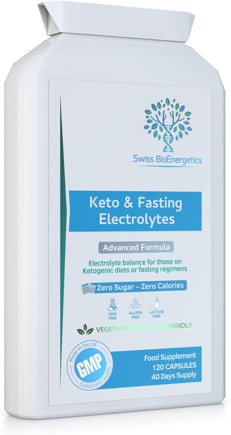 Keto & Fasting Electrolytes - 120 Capsules - Advanced Rapid Rehydration Formula with a Balanced Magnesium, Sodium, Potassium & Chloride Blend - Suitable for Ketogenic Diets