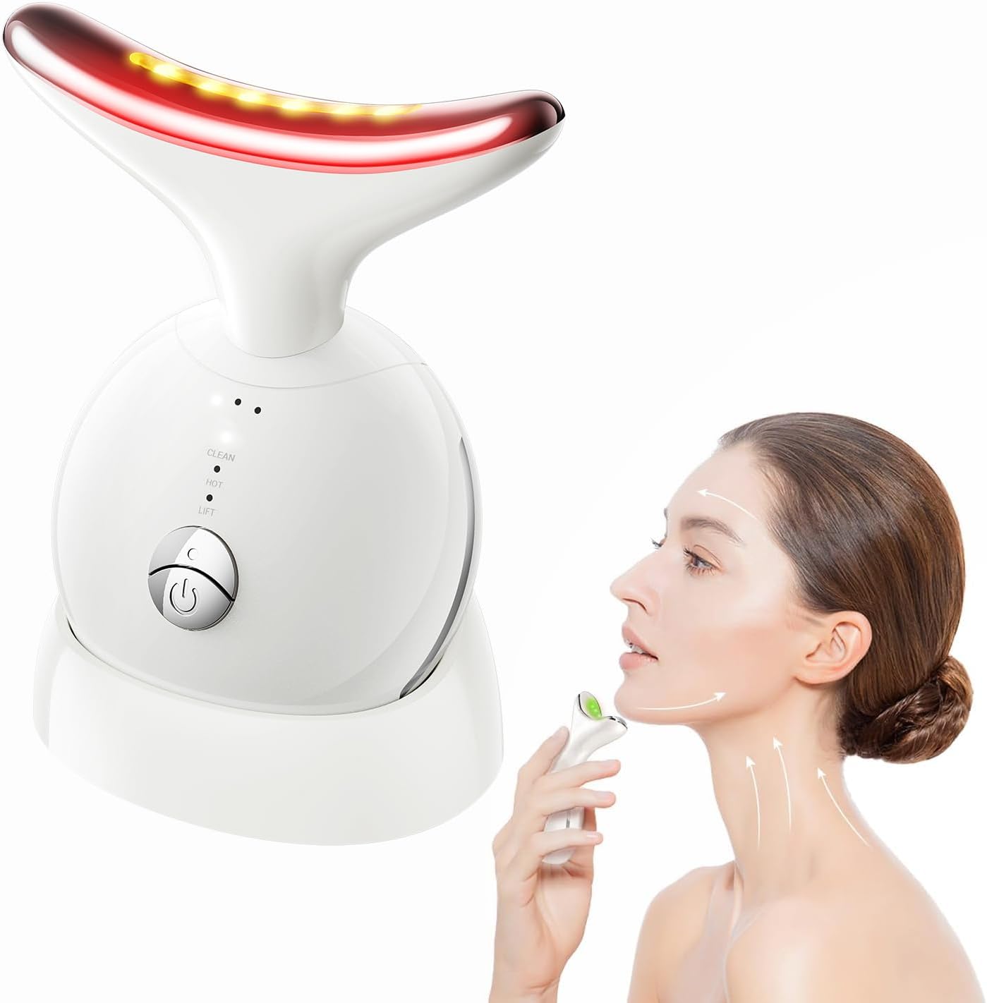 7 in 1 Face Massager Tool, Red Light Therapy for Face and Neck, Portable Face Lift Device, Neck Massager for Double Chin Reducer