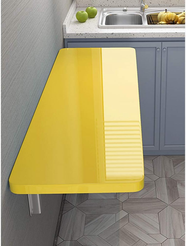 KDDFN Wall Mounted Table,Wall-mounted Workbench,Very Suitable for Kitchens,Balconies,Computer Tables,Children's Workbenches,The Maximum Load is 50 kg/110lb,20 Sizes (Yellow,50 * 30cm/20 * 12in)