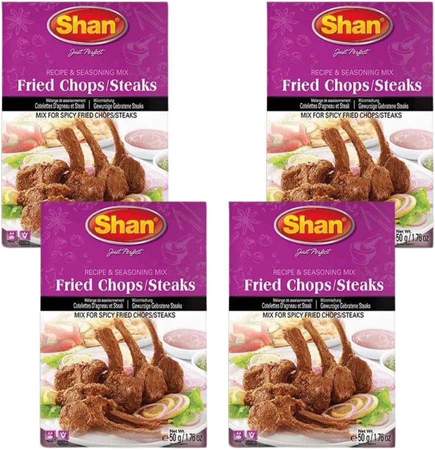Masala & Powder Bundle with Shan Fried Chops/Steaks Masala Recipe & Seasoning Mix 50g - 4 Pack | Mix For Spicy Fried Chops/Steaks, Suitable For Vegetarians.