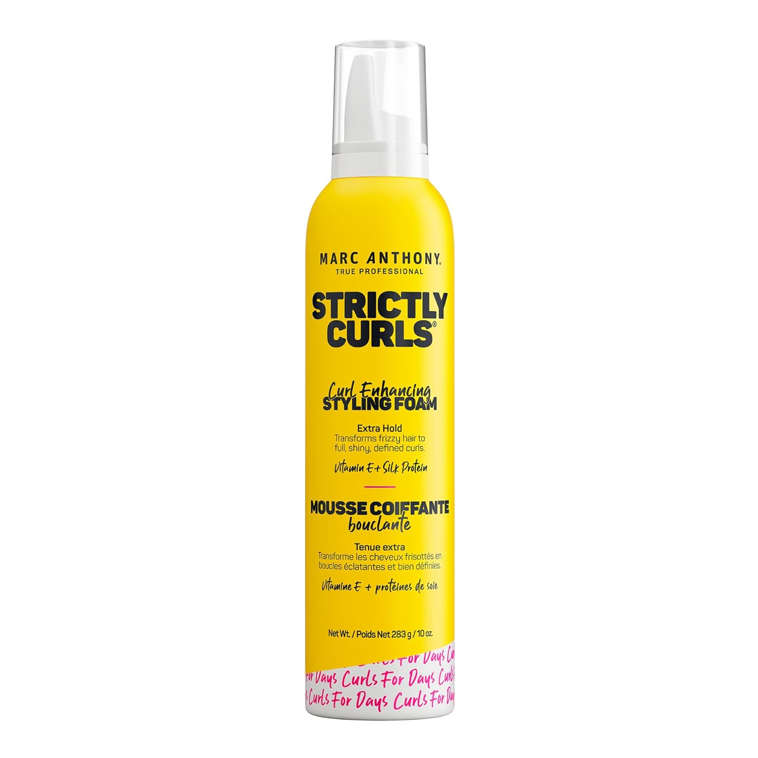 Marc Anthony Strictly Curls Styling Foam, Extra Hold Curly Hair Mousse with Vitamin E & Silk Proteins Transforms Frizzy Hair to Full, Shiny, Defined Curls - Sulfate-Free Anti-Frizz Styling Mousse