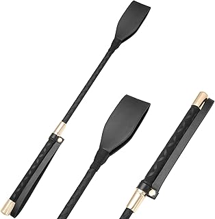 18 inch Riding Crop, Quality Leather Riding Crop, Black, Double Clapping Whip