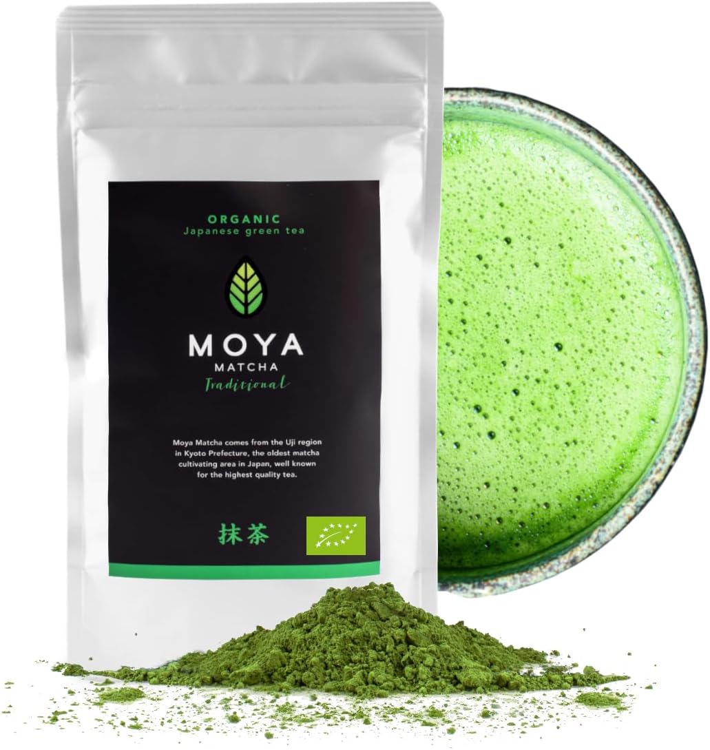 Moya Matcha Organic Tea Green Powder | 100g Traditional Grade (II) | Perfect for Drinking with Water, Lattes, Smoothies & Lemonades