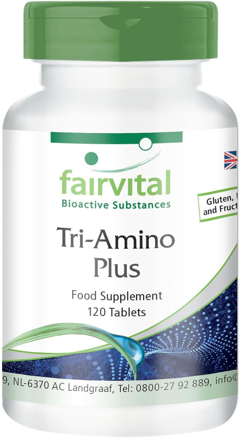 Tri-Amino Plus - 120 Tablets - Vegan Amino Acid Complex with Minerals - with L-arginine, L-ornithine, L-lysine, Calcium and Magnesium - Made in Germany | fairvital