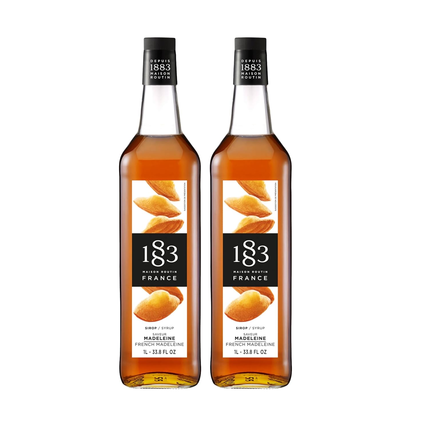 1883 Maison Routin French Madeleine Syrup, 2 Count of 1 Liter, Dairy Free, Made in France, Vegan and Gluten-Free
