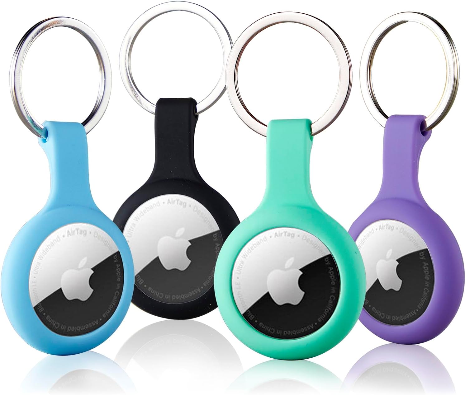Case for Airtag Holder 4 Pack with Key Ring, ThingsBag Air Tag Keyring Cover Compatible with Apple Tags, Silicone Keychain Itag Tracker Protective Cover Lightweight and Unti-Scratch for Luggage, Bags