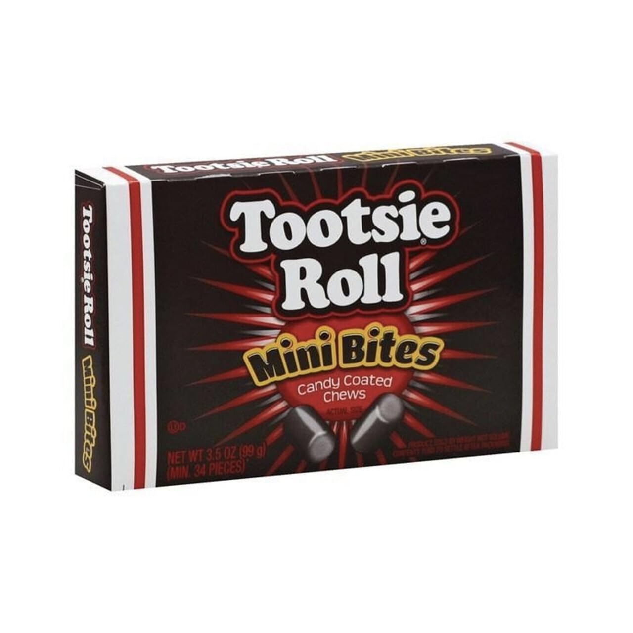 Tootsie Roll Mini Bites Candy Coated Chews Movie Theater Box, 3.5 oz (Pack of 3)
