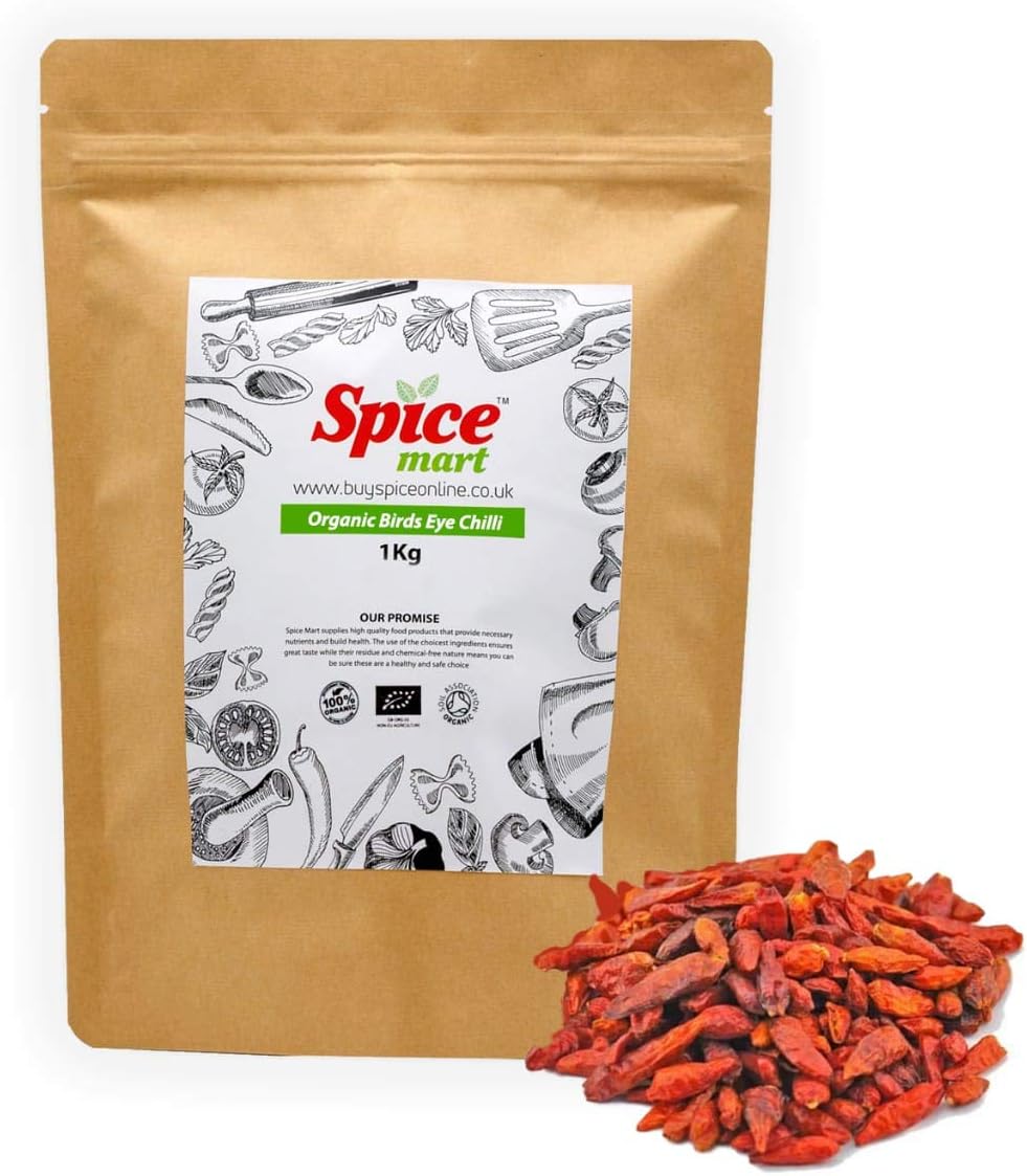 Organic Dried Bird | Birds Eye Chilli | Chillies Premium Quality Free P&P Certified by Soil Association (25g)