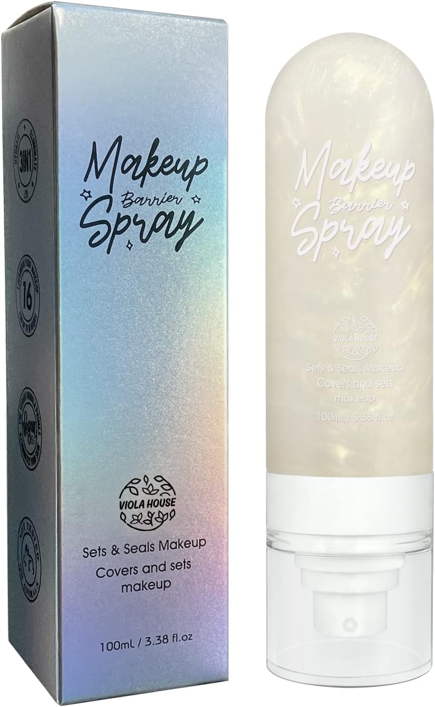 VIOLA HOUSE Makeup Setting Spray, Slight Shining Makeup Finishing Spray, 16 Hours Hold Extender Setting Spray, Oil Control Setting Spray, Hydrating and Moisturizing Mist. (100ML), Clear