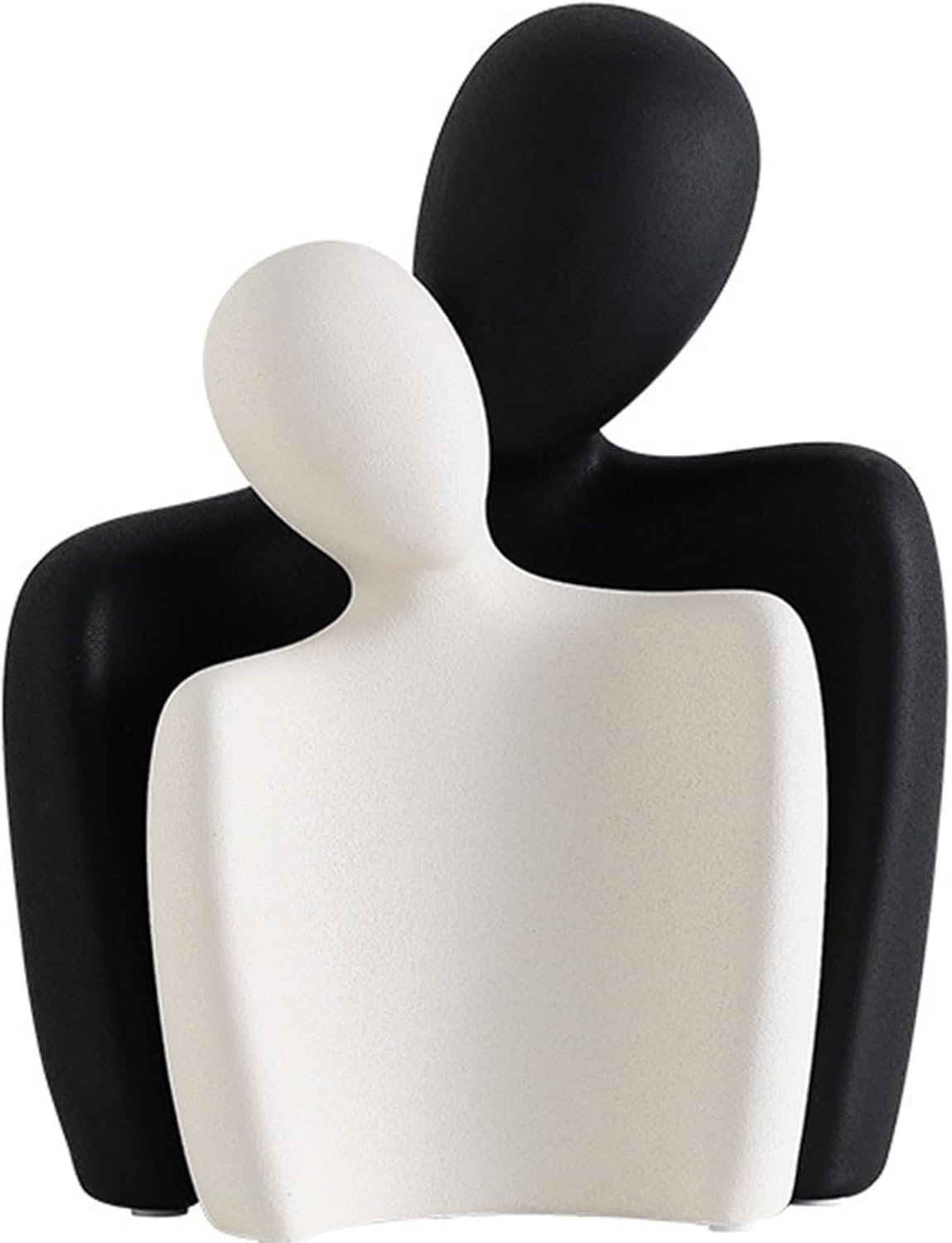 Kityemo Modern Ceramic Couple Sculpture - Abstract Love Statue Ornament Figurine for Home Decor in Living Room, Bedroom, or Office - Unique Couple Gift - White and Black Design