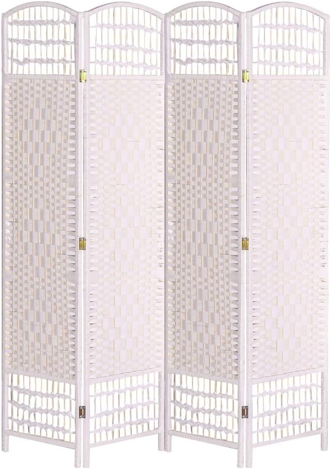 INMOZATA 4 Panel Room Dividers Free Standing Hand Made Wicker Folding Screens and Room Dividers Room Divider Screen for Office Bedroom Living Room