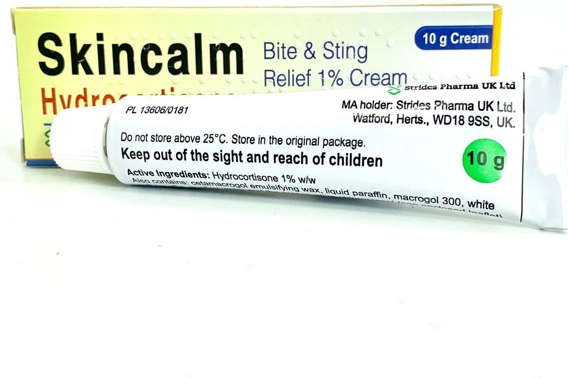 Skincalm 1% Hydrocortisone Cream – Bite and Sting Relief Treatment – Insect Bite Cream for Mosquito Bites & Irritated Skin – Fast-Acting Itch Relief Cream for Eczema & Dermatitis – 1 x 10g Tube