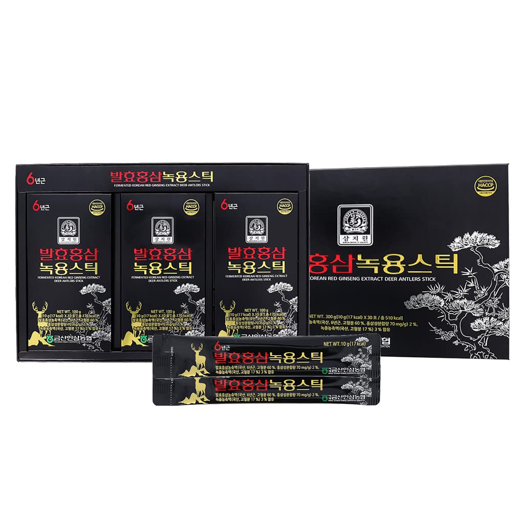 [Sam Ji Won] Fermented red ginseng antler stick. 10g*30 sticks, Korean Food, Portable Packs, Energy Supplements for Men & Women, Immune Support