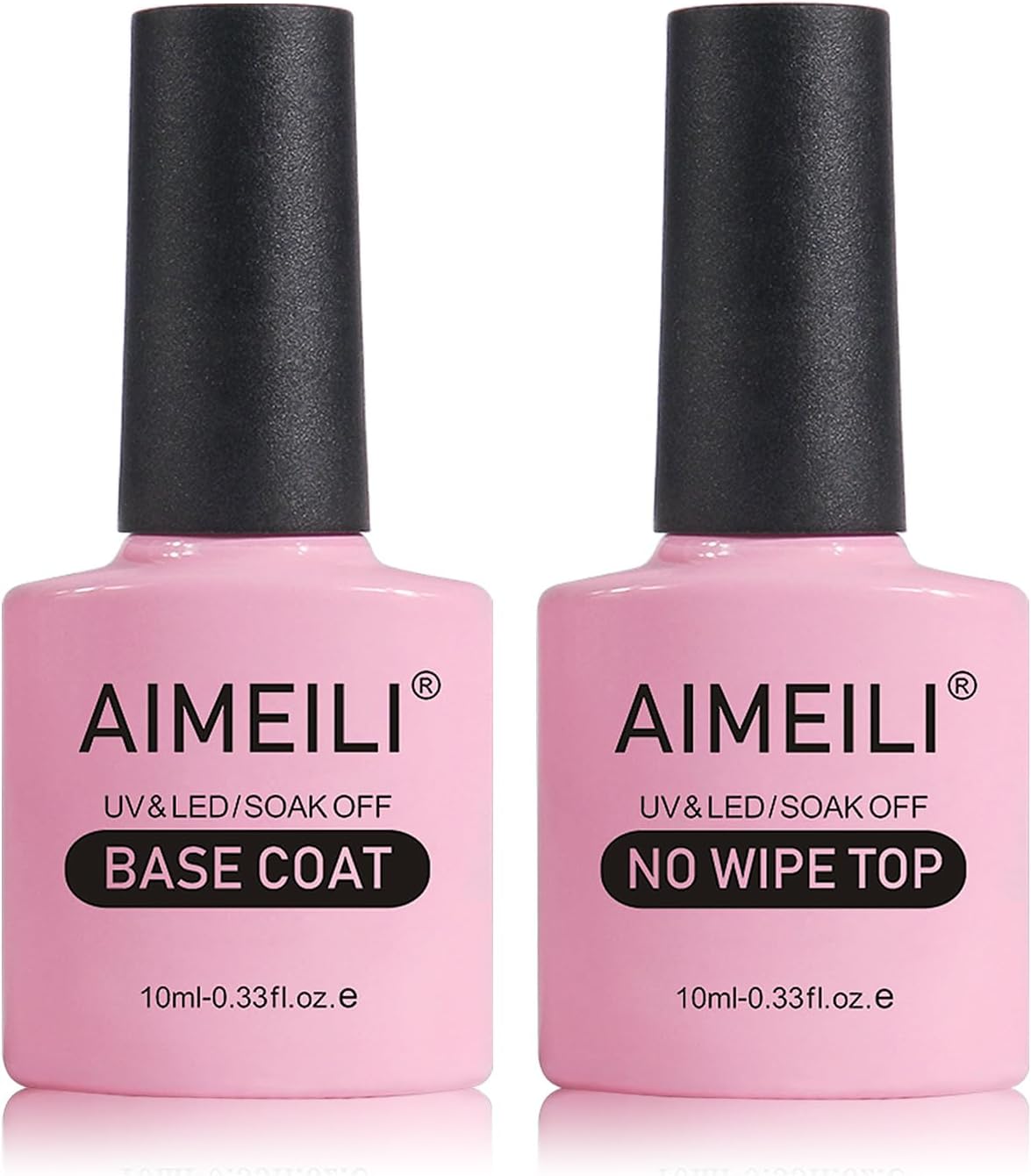 AIMEILI No Wipe Top Coat and Base Coat Set 2x10ml Soak Off UV LED Gel Nail Polish Varnish Long Lasting Manicure Gel Polish