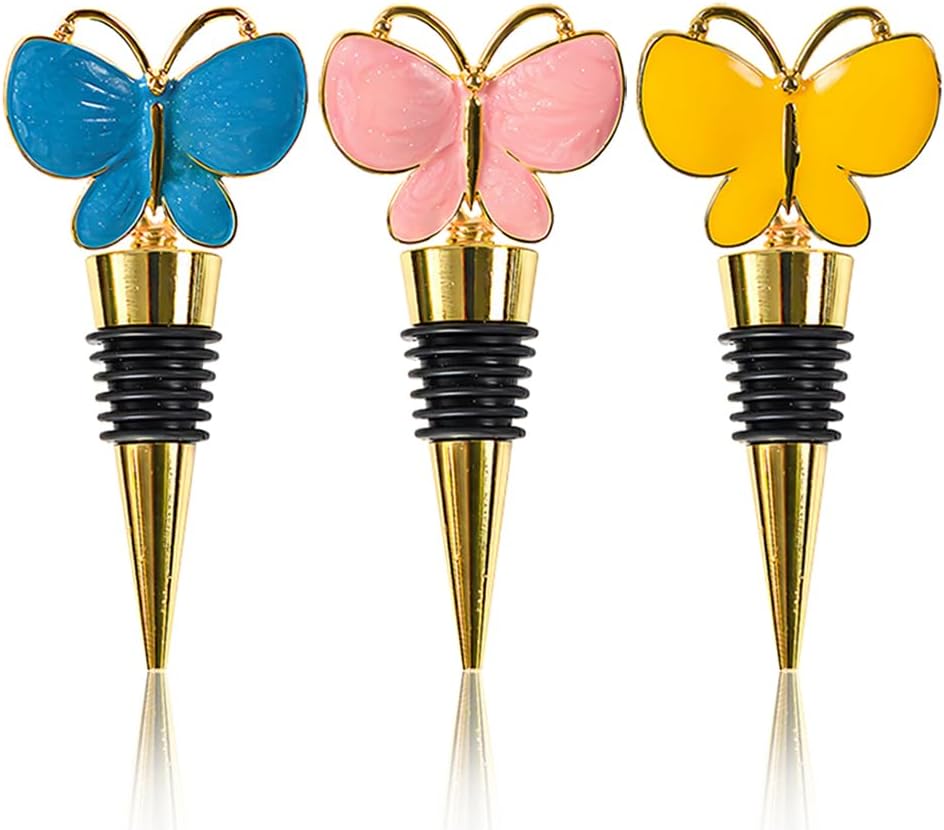 Butterfly Wine Bottle Stopper JruiZhp 3 Pcs Wine Stoppers Cute, Wine Stopper Favors for Birthday Wedding Favor Bridal Party Shower or Engagement Souvenir Gift Supplies