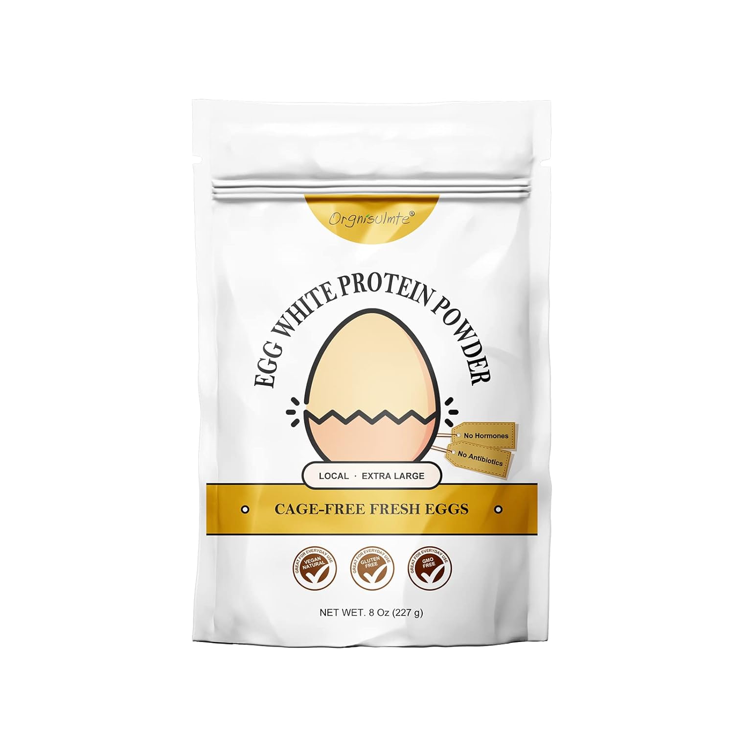 Orgnisulmte Egg White Protein Powder 8 Oz, Pasteurized Dried Egg Whites Protein, Gluten-Free, Non-GMO, Unflavored, Free Range High Whip for Baking, Desserts 227g