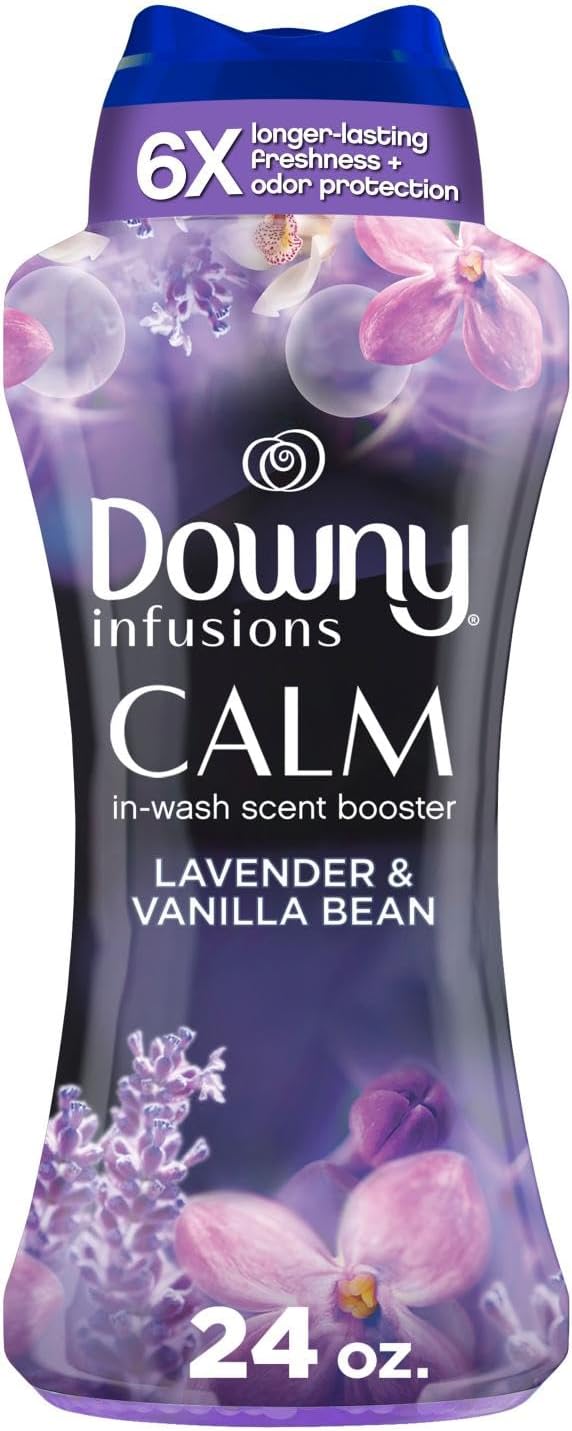 Downy Infusions In Wash Scent Booster Beads, CALM, Soothing Lavender and Vanilla Bean Scent, 24 oz Laundry Beads, Downy Scent Booster Beads, Laundry Scent Boosters