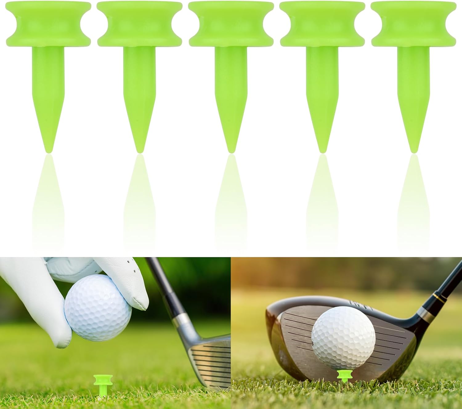 Golf Tees Plastic, 100pcs Green Castle Golf Tees, 25mm Small Castle Tees, Highly Visible Bright Colors, Durable Winter Golf Tees
