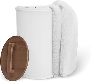 SAMEAT Large Towel Warmer for Bathroom - Heated Towel Warmers Bucket, Wooden Lid, Auto Shut Off, Fits Up to Two 40"X70" Oversized Towels, Best Ideals