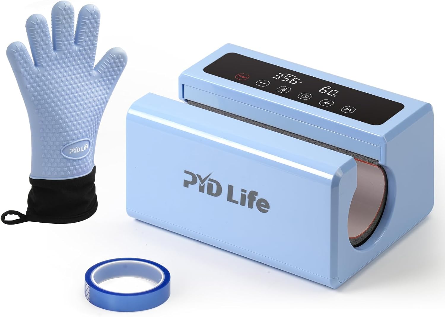 PYD Life 230 V Auto Tumbler Heat Press Machine 30 OZ 20 OZ Tumbler Mug Heat Press Touch Screen Light Blue for 10-30 OZ Sublimation Straight Tumblers Cups Mugs Printing