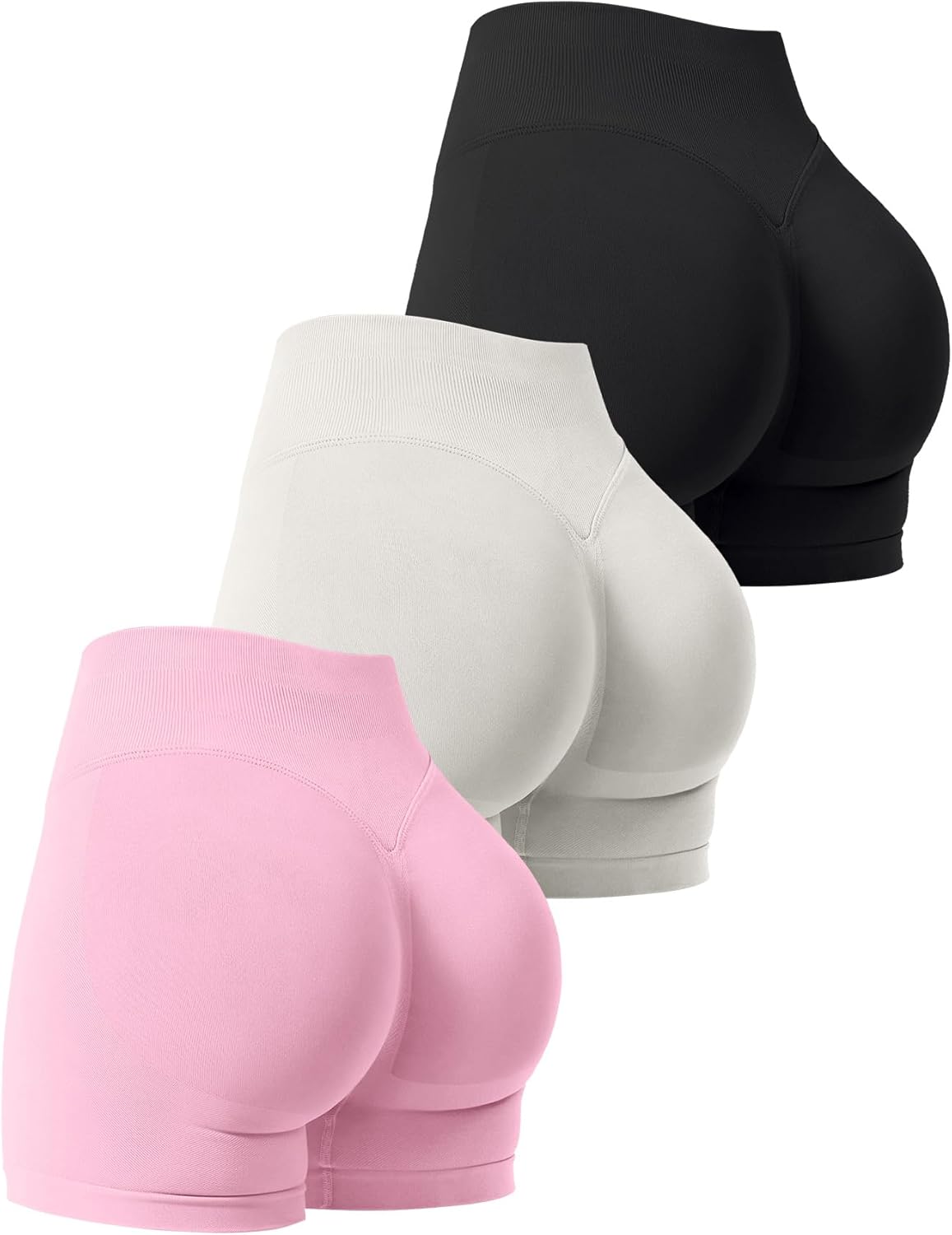 3 Pack Workout Gym Shorts Women Scrunch Butt Lifting Seamless High Waist Yoga Booty Shorts for Women