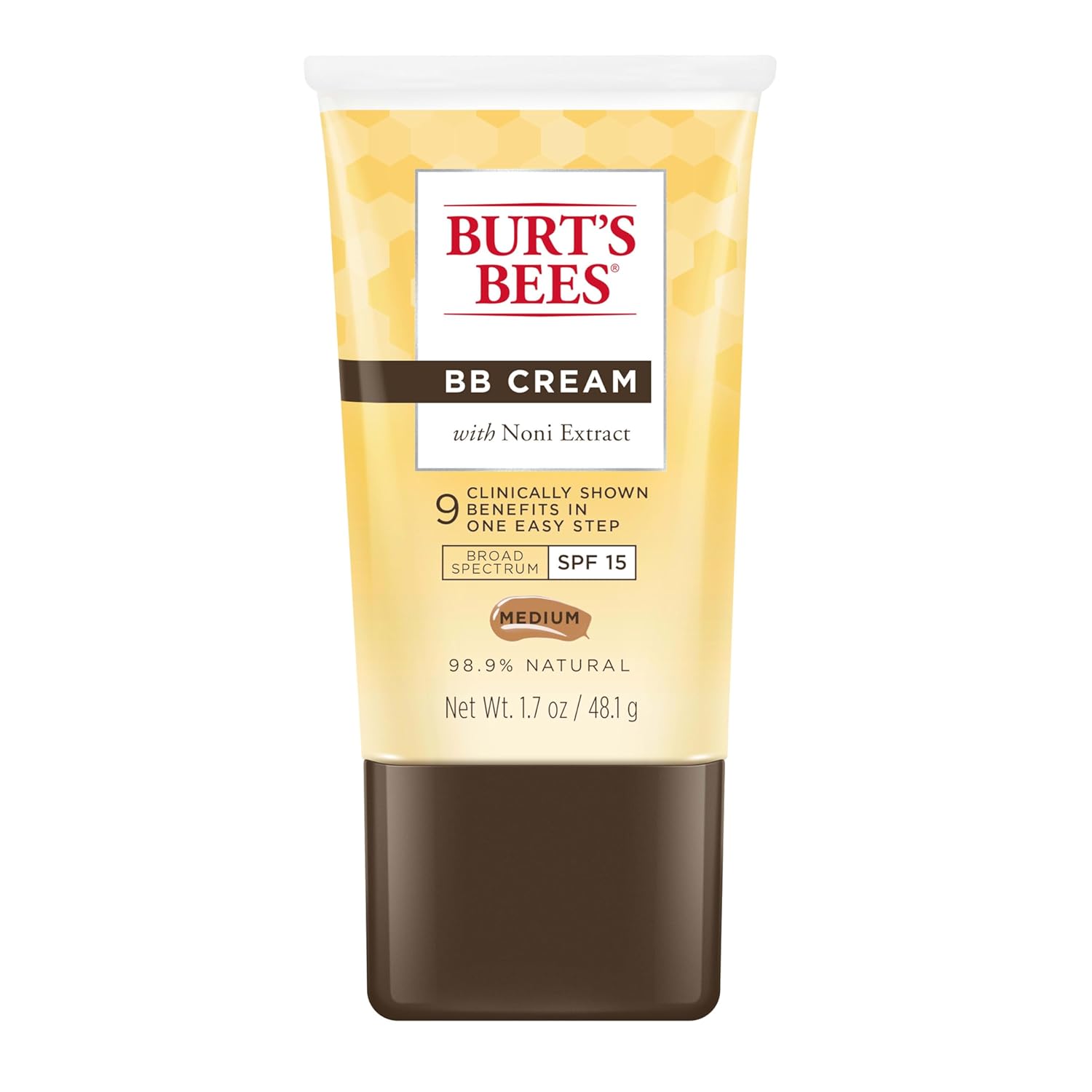 Burt's Bees BB Cream With SPF 15, Broad-Spectrum Sunscreen Tinted Lotion for All Skin Types, 98.9 Percent Natural Origin Skin Care, Medium, 1.7 oz. Tube