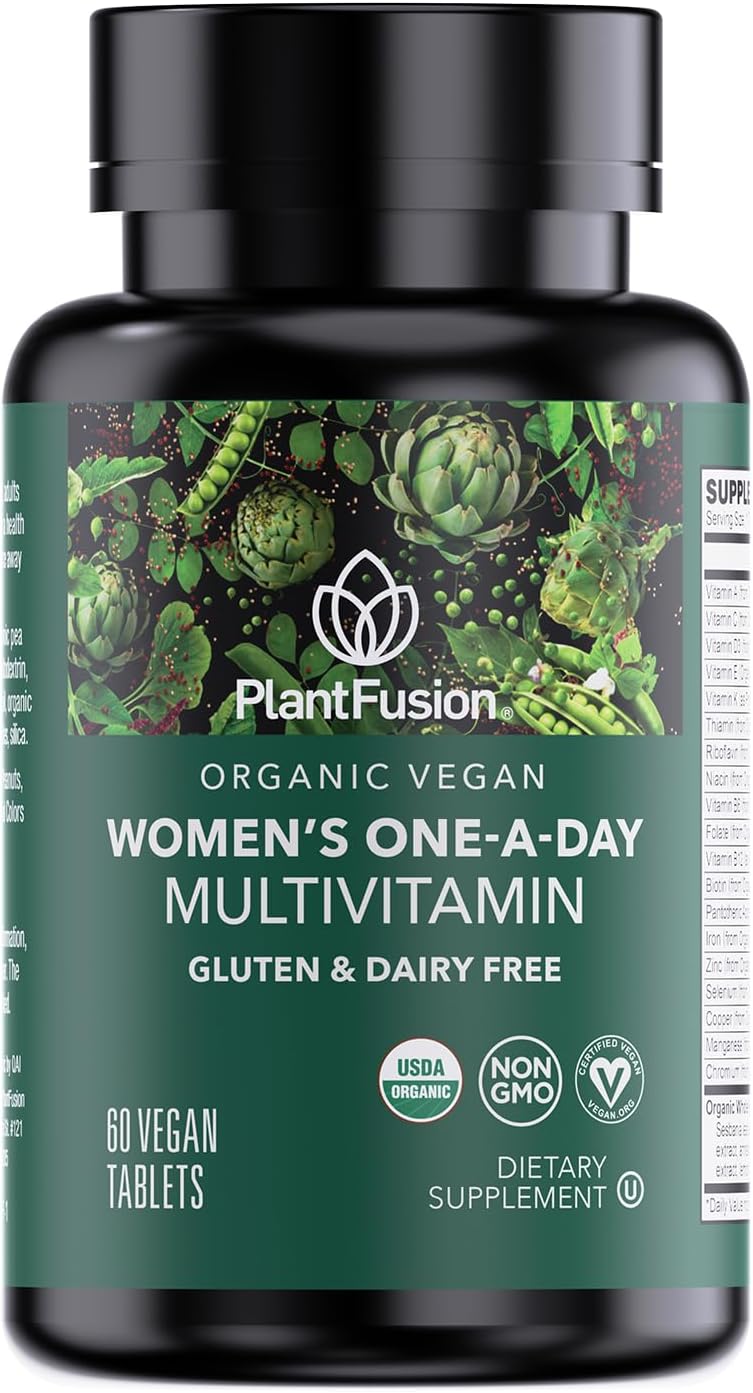 PlantFusion Organic Multivitamin for Women - One Daily Whole Food Blend Women's Multivitamin - Vegan, Non-GMO, Gluten Free & Dairy Free - 60 Tablets (2 Month Supply)
