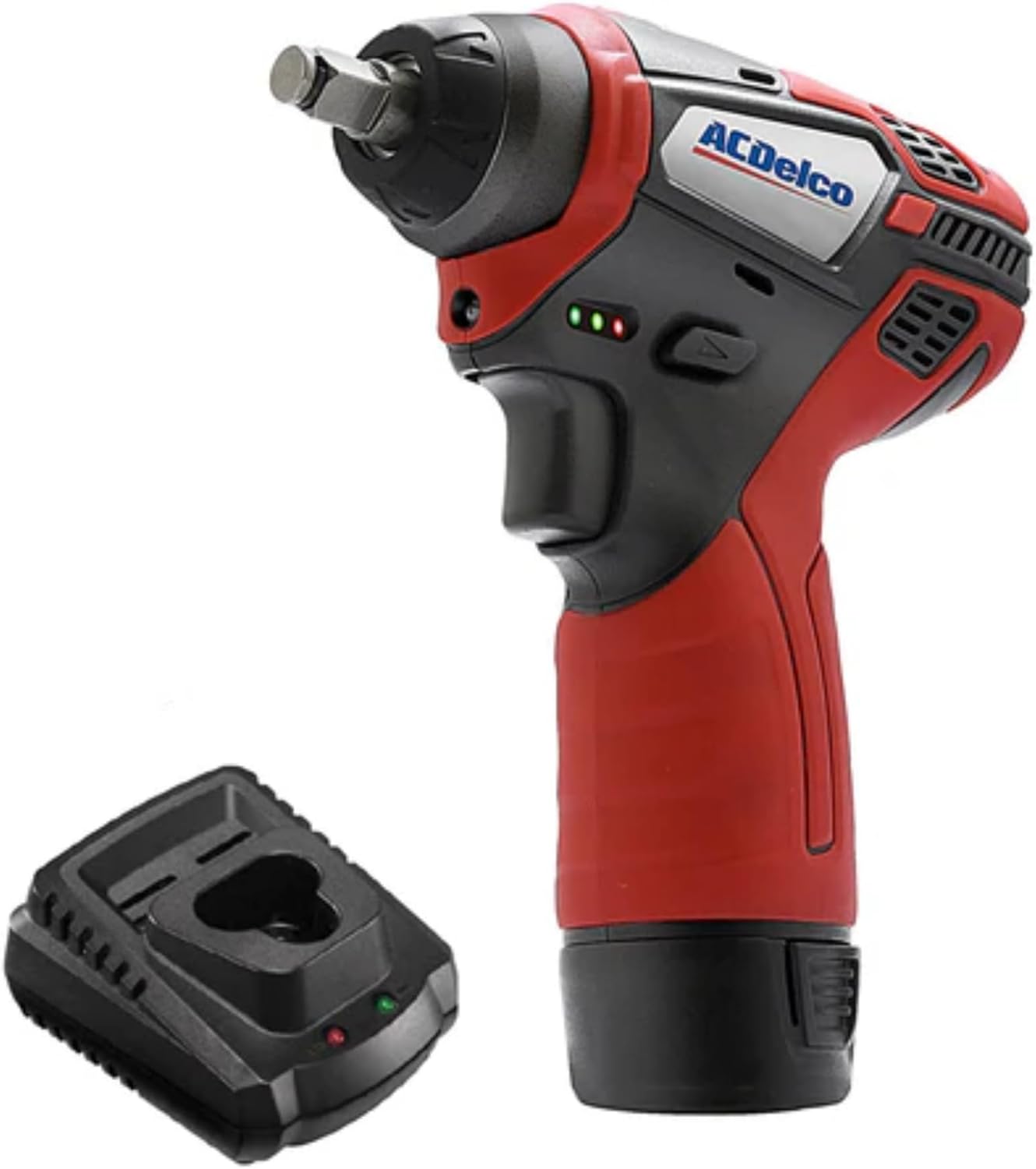 ACDelco 3/8 Power Impact Wrench 90ft-lbs LED Light Cordless Li-ion 12V Max Compact Tool, Kit with 2 Batteries, Charger, G12 Series ARI12104