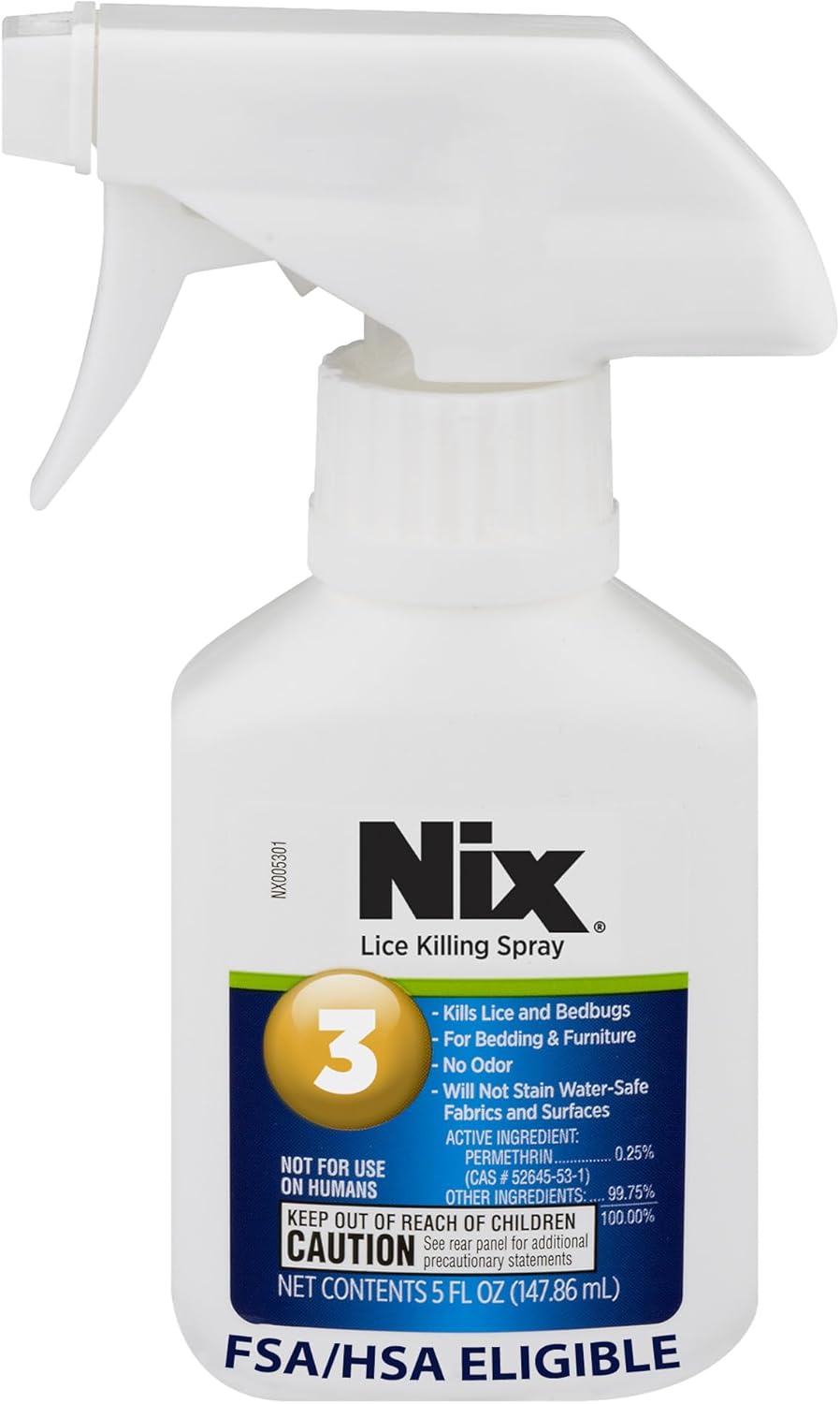 Nix Lice & Bed Bug Spray for Home Use, Kills Lice on Bedding & Furniture, Odor-Free & Non-Staining, 5 Fl Oz