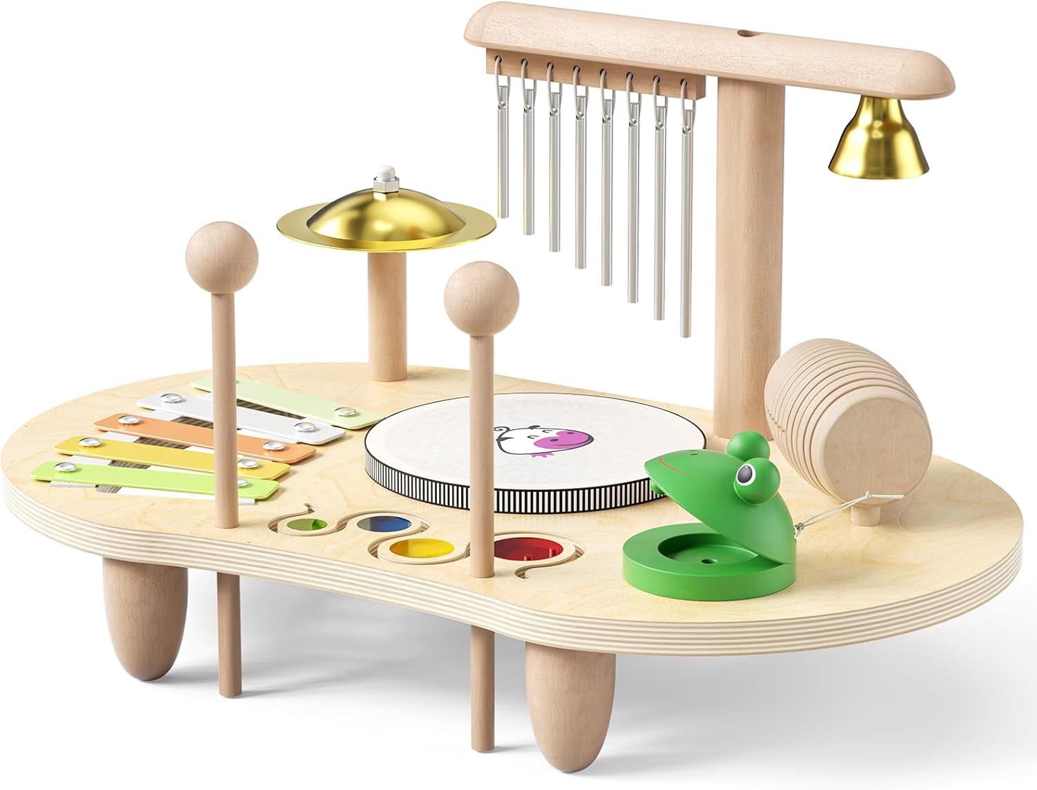 7-in-1 Kids Drum Kit With Xylophone for Toddlers, Wooden Baby Drum Musical Instruments Toys Set, Preschool Educational Birthday Gift for Boys Girls Early Learning