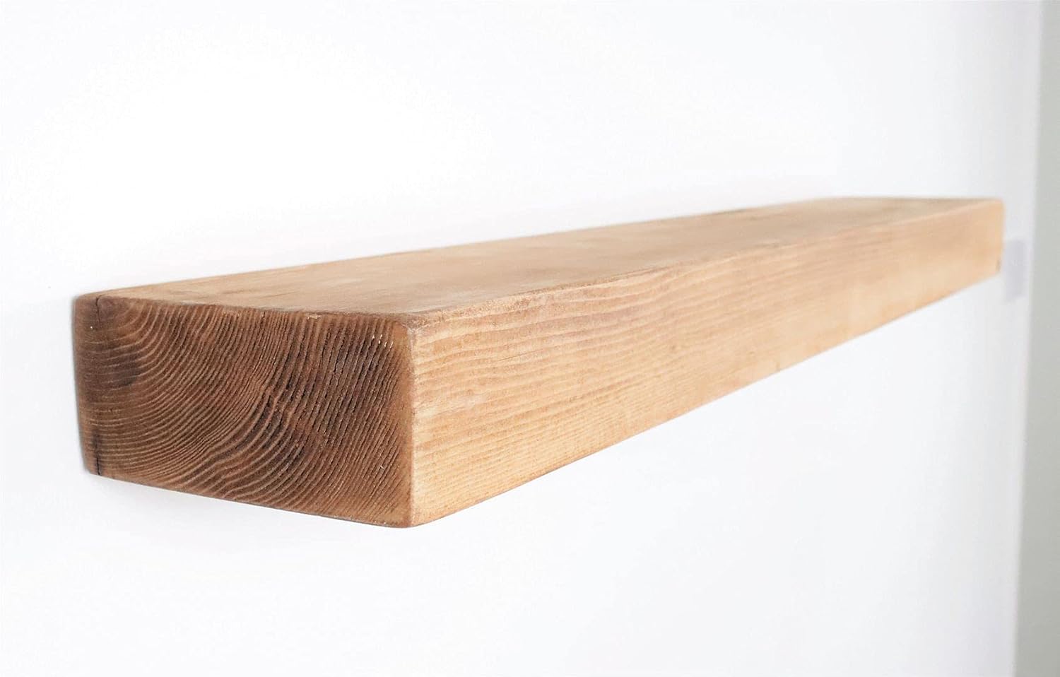 Flat Chunky Rustic Floating Shelf 6x3 inches, 120cm long - Natural Oak Finish Reclaimed Wood Floating Shelves for Wall Decor, Rustic Wooden Shelves for Bedroom, Living Room, Kitchen, or Bathroom