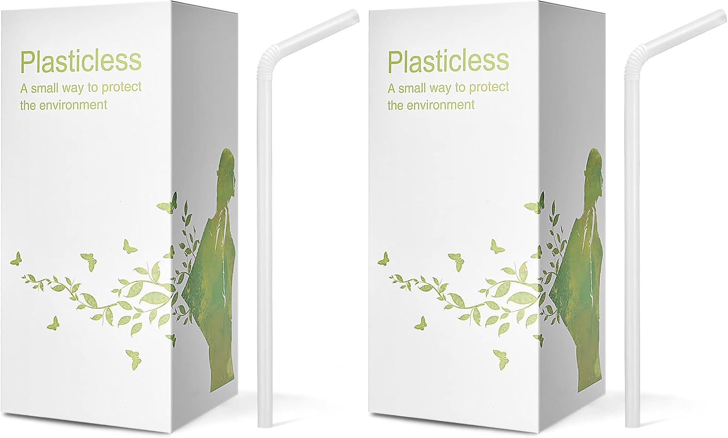 200 Count 8.25" Eco-friendly Bendable Compostable PLA Straws - KTOB Plasticless Biodegradable Flexible Drinking Straws (Pack of 2)