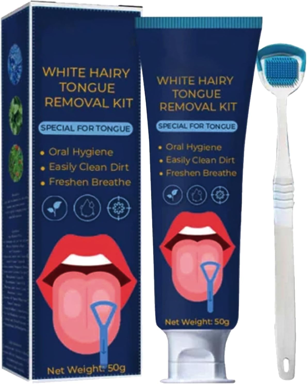 Fresh Mint Tongue Cleaner Gel,Tongue Cleaner Gel with Tongue Brush,Tongue Cleaning Gel Set,Tongue Cleaner Kit for Oral Care,Fresh Mint Tongue Cleaner Gel,Tongue Cleaner for Reduce Bad Breath,50G