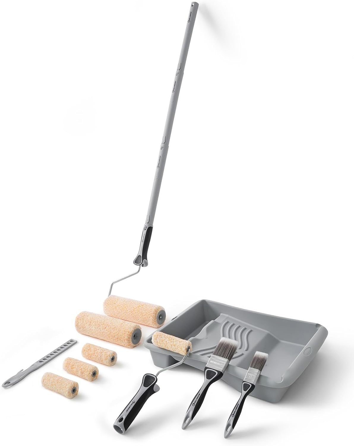 ROLLINGDOG Paint Roller Set - Paint Rollers and Tray Sets with Extension Pole,Paint Brush,Microfiber Roller Cover,15 PC Paint Tool Kit for Painting Walls and Ceilings