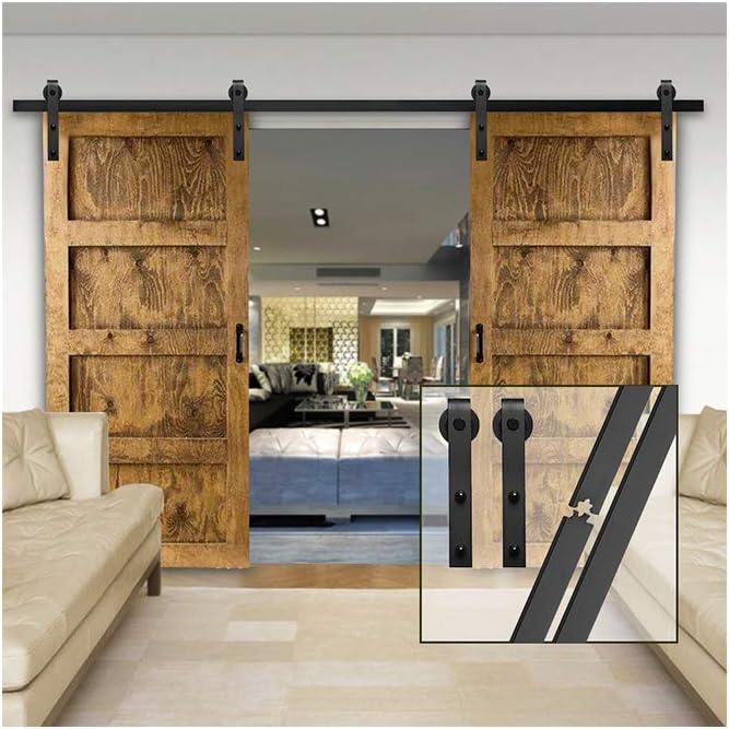 305cm Double Sliding Barn Door, Barn Door Hardware,Spliced Rails,Suitable for Door Wide Max 76cm- No Door in Kit