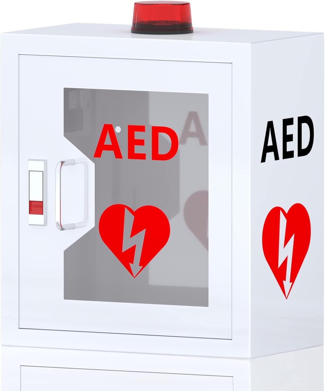 AED Defibrillator Wall Mounted Cabinet, Steel Storage Cabinet with Alarm and Light, AED Cabinet fits All Brands Cardiac Science, Zoll, AED Defibrillator, Physio-Control, 14.2 x 7.8 x 15.7 Inch