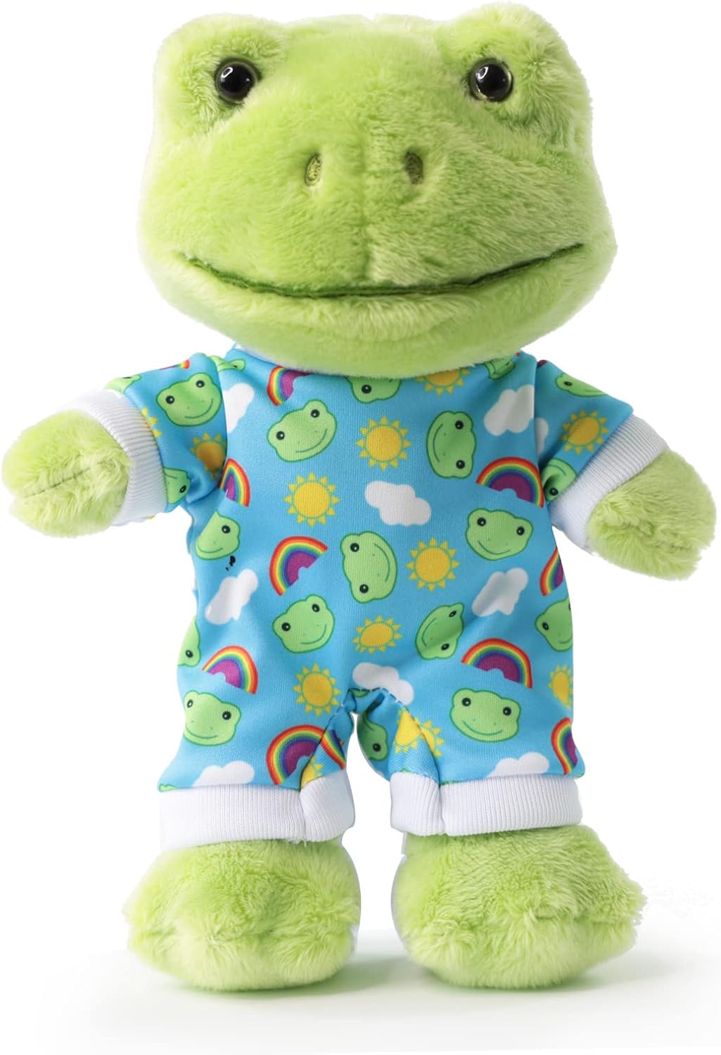 Furvana 9Inch Green Frog Plush, Soft Frog Stuffed Animal Plush Toy, Kawaii Plush Doll, Cute Plushie with Cloths Toy Gift for Kids Children Birthday